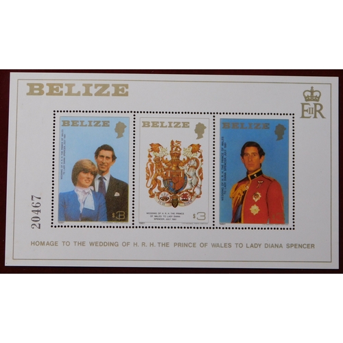 50 - Belize 1981 - Royal Wedding SGMS620 u/m miniature sheet, SG617-619 u/m set in 3 souvenir sheetlets o... 