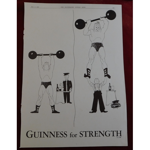 568 - Guinness for Strength 1935 - Full page black and white advertisement & weight lifting! 25cm x 36cm