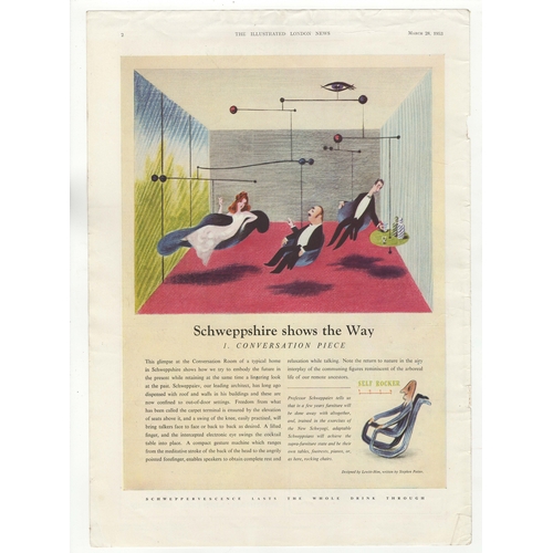 571 - Schweppes 1945,1953,1959-full page colour advertisement- Lewis-Him-Tennis etc (3) very fine 10