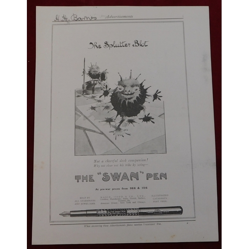 578 - The Swan Pen 1919 - Full page black and white advertisement 'The Splutter Blot' Mabie Todd & Co, M/S... 