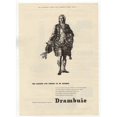 581 - Drambuie-Liquor-Bonnie Prince Charles's Liquor 1958-full page elegant advertisement-black and white-... 