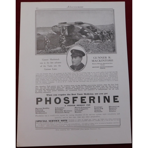 588 - Phosferine - WWI full page, printers Pie advertisement, Gunner Mackintosh Heavy Machine Gun Corp, BE... 
