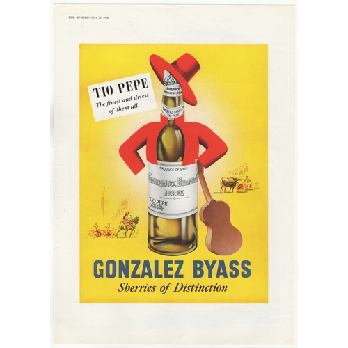 591 - Tio Pepe Sherry 1954-full page colour advertisement-Gonzalez Byess-very fine 10