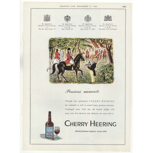 593 - Cherry Heering Liquor 1953-full page colour advertisement-Hunting theme-several Royal warrants-very ... 
