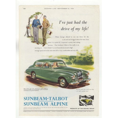 612 - Sunbeam-Talbot/Sunbeam Alpine 1953-full page colour advertisement-9