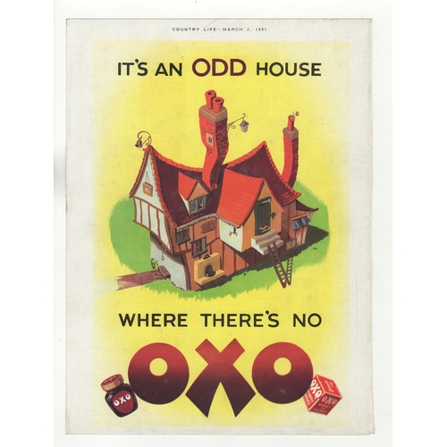 616 - Oxo 1951-'It's An Odd House/Where There's No oxo'-colour page advertisement classic 9.1/2