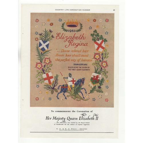 624 - W.D + H.O Wills 1953-Elizabeth Regina-coronation full page colour-advertisement 9.1/2