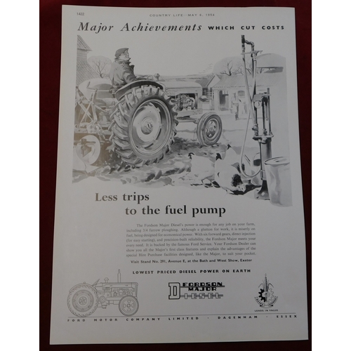 627 - Fordson Major Tractors 1954 - Black and white full page advertisement, 'Lowest Priced Diesel Power o... 