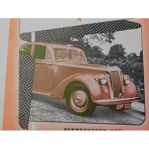 628 - Cornercraft Limited 1951 - Full page colour advertisement, number plates, wheel discs, wheel rims, E... 