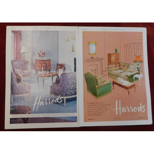 632 - Harrods 1957 and 1960 - Two full page colour advertisements, Beautiful Furniture - Tel Sloane 1234! ... 