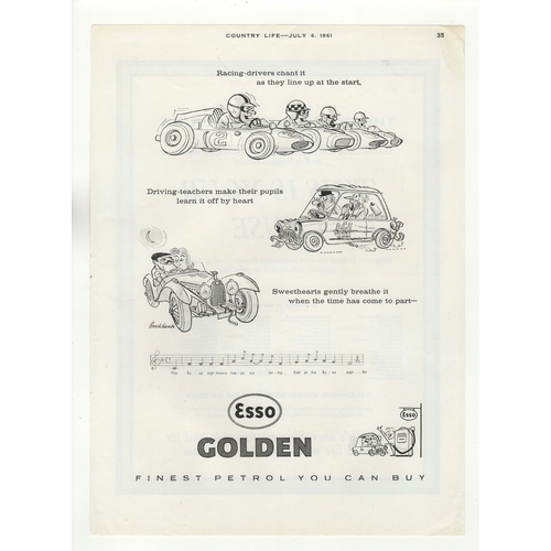 655 - Esso Golden Petrol 1961-full page black and white advertisement-'Racing Drivers Chant It As The Live... 