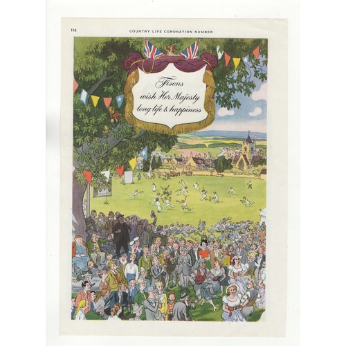 659 - Fisons 1953-full page colour advertisement-Fison Wish Her Majesty Long Life And Happiness-crowds aro... 