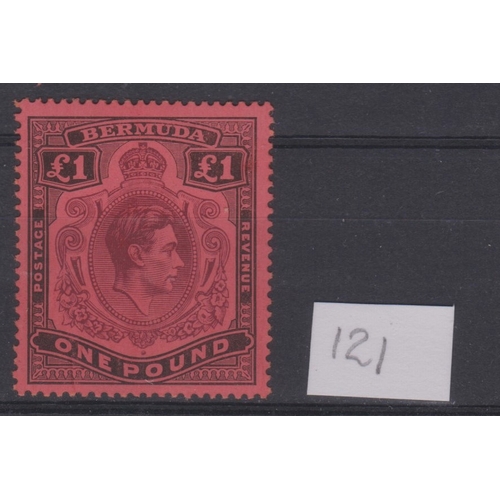 67 - Bermuda 1938 - 1953 - £1 purple and black/red, SG121 m/mint cat £275