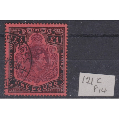 68 - Bermuda 1938 - 1953 - £1 deep reddish purple and black/pale red, SG121c, very fine used
