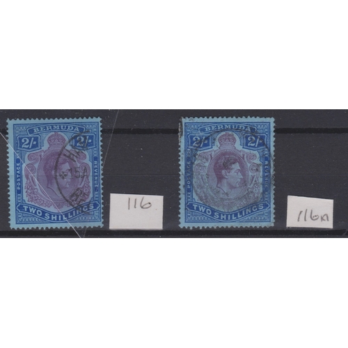 70 - Bermuda 1938 - 1953 - 2/-deep purple and ultramarine/grey blue, SG116 very fine used and SG116a, ver... 