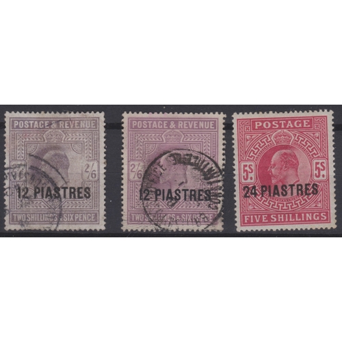79 - British Levant 1902-05 - 2/6 x2, 5/- SG11, 11b, SG12 m/mint fine