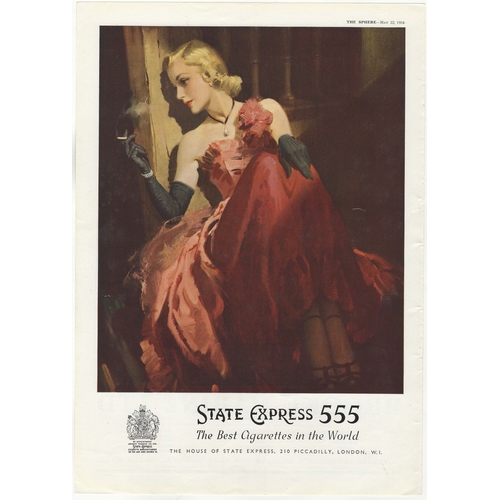 910 - State Express Cigarettes 1954-full page colour advertisement-State Express 555'-lady smoking 10