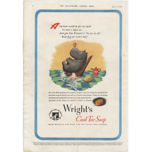 1000 - Wright's Coal Tar Soap 1945-full page colour advertisement-Hippo having a hip bath!' 10