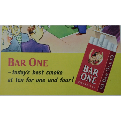 999 - Bar One Cigarettes 1952 - Full page colour advertisement,  'Bar One Todays Best Smoke' at ten for on... 