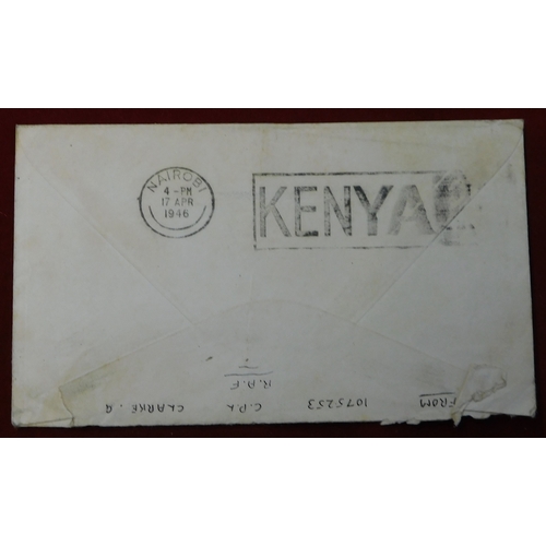 437 - Kenya British Active Service Post envelope sent to England Post free annotated on Active service wit... 