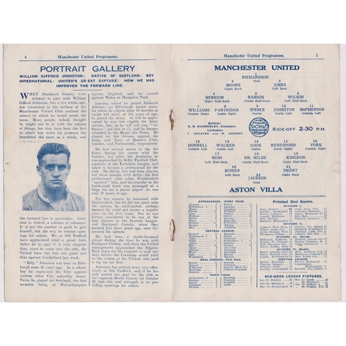 1 - Programme Manchester United v Aston Villa Division One 19th November 1927. No writing. Generally goo... 