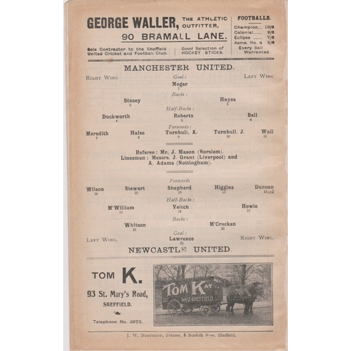 2 - Programme for the FA Cup Semi Final Manchester United v Newcastle United 27th March 1909 at Bramall ... 