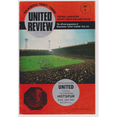 20 - Programme and ticket Manchester United v Tottenham Hotspur Charity Shield 12th August 1967. Programm... 