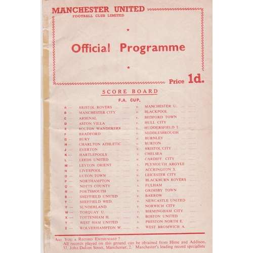 228 - Single sheet programme for the Abandoned Manchester United Reserves v Everton Reserves 7th January 1... 