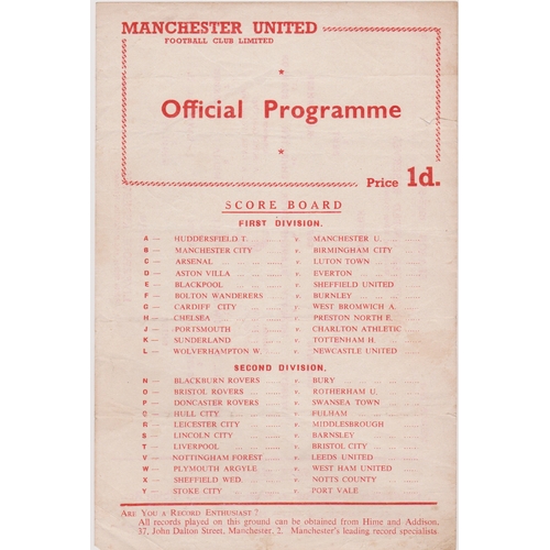 234 - Single sheet programme Manchester United Reserves v Liverpool Reserves 31st March 1956. Very light h... 