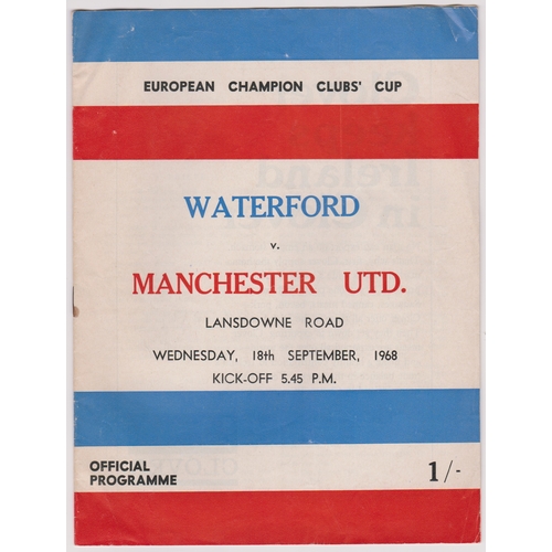 26 - Programme and ticket Waterford v Manchester United European Cup 1st Round 1st Leg 18th September 196... 