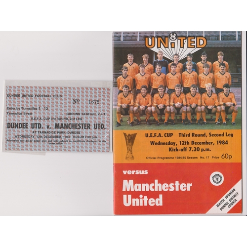 35 - Ticket and programme for 3 Manchester United matches in Scotland Dundee United v Manchester United U... 