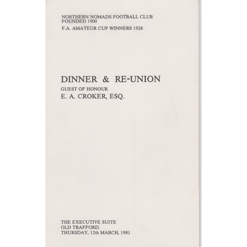 370 - Signed menus and invitations pertaining to Manchester United. Nat Lofthouse ( Bolton Wanderers ) Gue... 