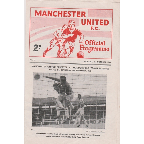 376 - Programme Manchester United v Liverpool Division 2 Supplementary Cup Final 1st October 1962. This ma... 