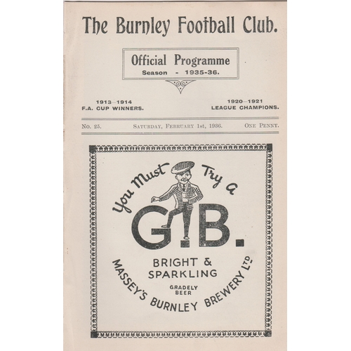 405 - Programme Burnley v Bradford City February 1st 1936. Ex Bound Volume. No writing. Generally good