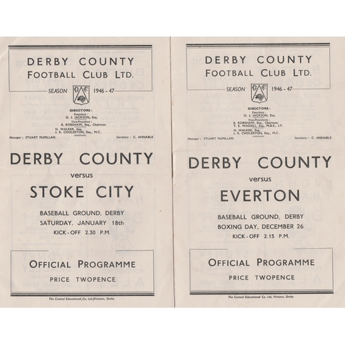 419 - A collection of 7 Derby County programmes from the 1946/47 season v Middlesbrough , Grimsby Town, Ev... 