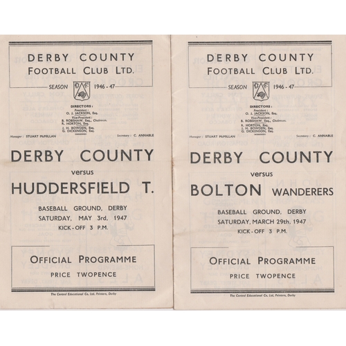 419 - A collection of 7 Derby County programmes from the 1946/47 season v Middlesbrough , Grimsby Town, Ev... 