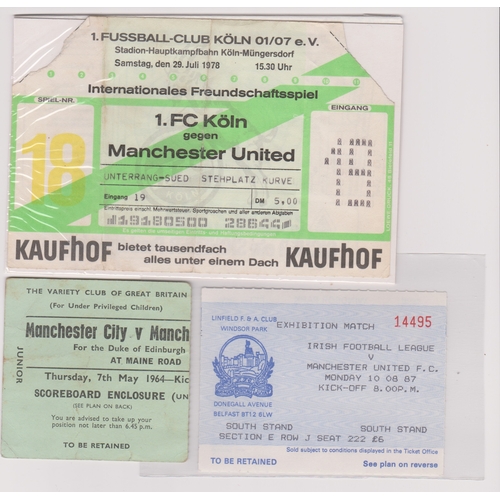 54 - A collection of 11 tickets featuring Manchester United in Friendlies and Testimonials. Aways are v M... 