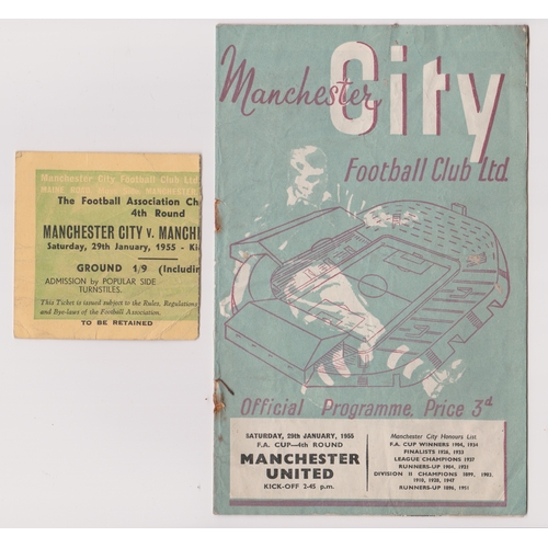 63 - Programmes & tickets for 4 Manchester United FA Cup ties. Home v Everton 1956/57 and 3 aways at Manc... 