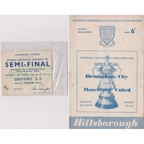 63 - Programmes & tickets for 4 Manchester United FA Cup ties. Home v Everton 1956/57 and 3 aways at Manc... 