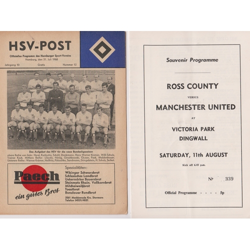 76 - A collection of 7 Manchester United Away Friendlies programmes. Hamburg 1968/69, Ross County 1973/74... 