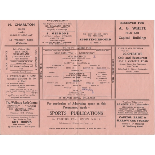 153 - Programme New Brighton v Darlington 5th September 1950. Score, scorers and a team change inserted ne... 