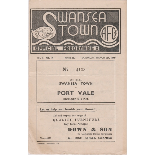 166 - A collection of 2 Port Vale homes v Rochdale 1952/53 and Rotherham United 1954/55 plus an away at Sw... 