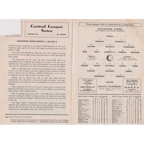 186 - Programme Manchester United v Bolton Wanderers (4 Page) Lancashire Senior Cup 1st Round 2nd November... 