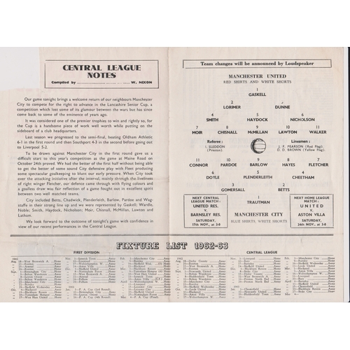 189 - Programme Manchester United v Manchester City (4 Page) Lancashire Senior Cup 1st Round 12th November... 