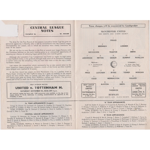 190 - Programme Manchester United v Burnley (4 Page) Lancashire Senior Cup 1st Round 4th November 1963. La... 