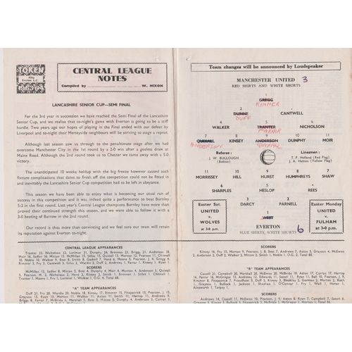 191 - Programme Manchester United v Everton (4 Page) Lancashire Senior Cup Semi Final 24th March 1964. Wit... 