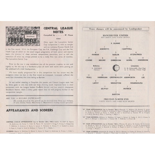 193 - Programme Manchester United v Preston North End (4 Page) Lancashire Senior Cup 1st Round 1st Novembe... 