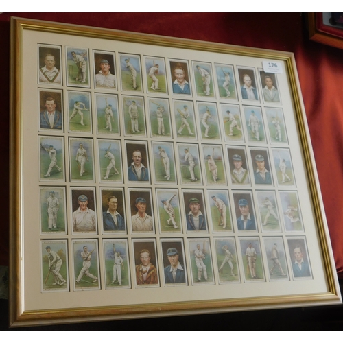 511 - Cricket - Wills 1928 Cigarette card set 50/50, framed and glazed with backs visible. Buyer collects