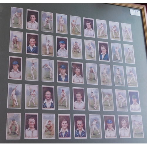 512 - Cricket - Wills 1928 Cigarette card set (2nd series) 50/50. Framed and glazed with backs visible. Bu... 