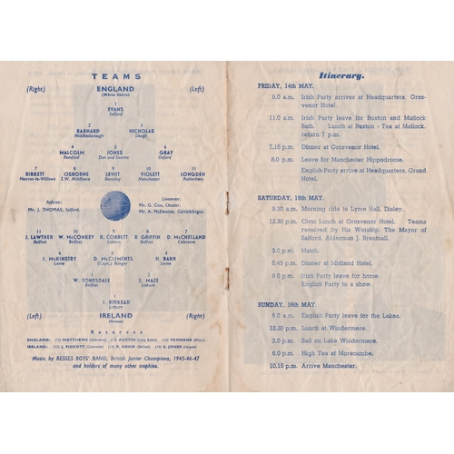 100 - Programme England v Ireland Schools International at Old Trafford ( Manchester United ) 15th May 194... 